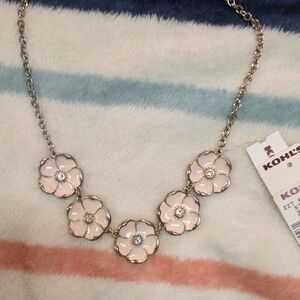 Kohl's Pink and Gold Floral Charm Necklace